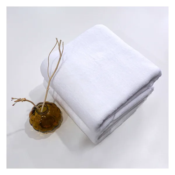 Drap de bain 70×140, coton 500 g/m², bordure dobby, blanc, vue 2
