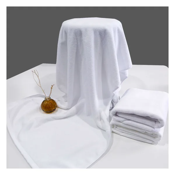 Drap de bain 70×140, coton 500 g/m², bordure dobby, blanc, vue 3