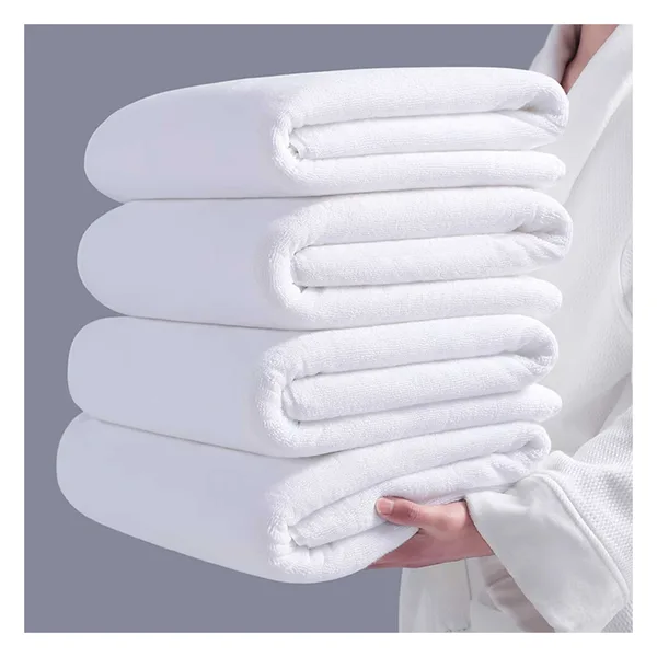 Drap de bain 70×140, coton 500 g/m², bordure dobby, blanc