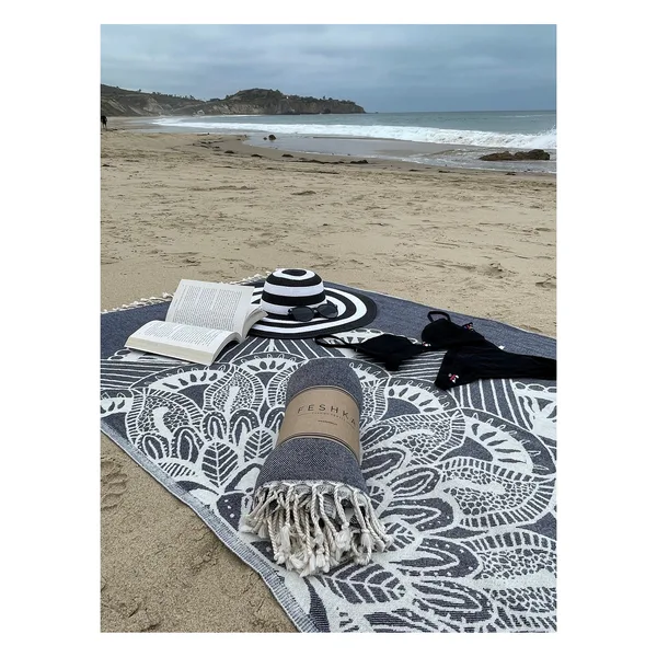 Fouta coton tissée 80×160, franges nouées, vue 4