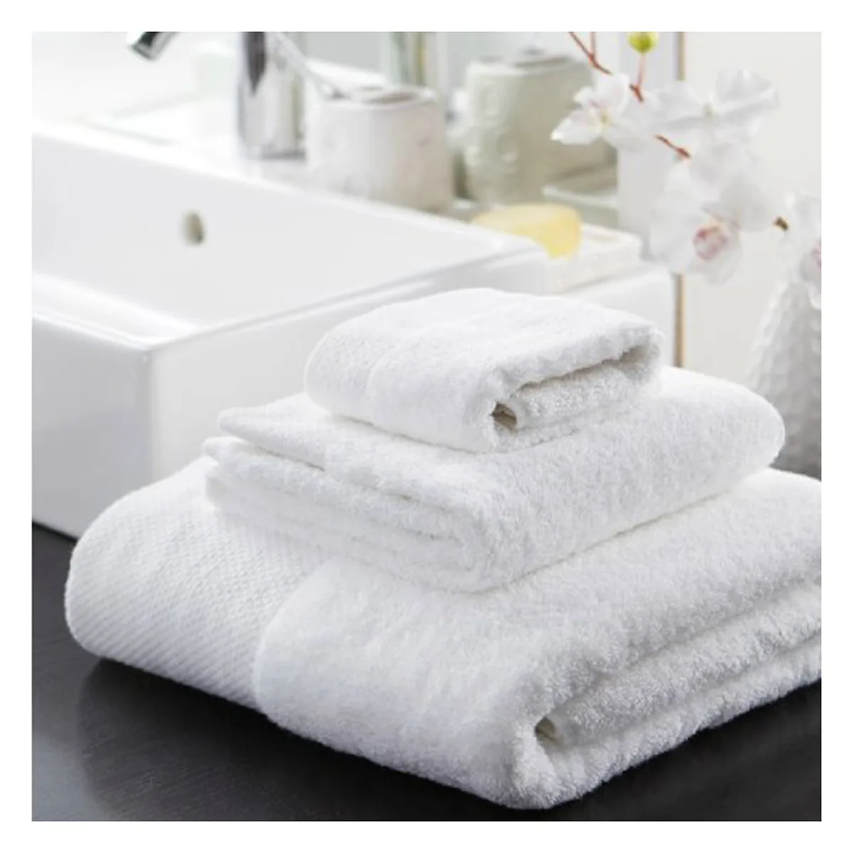 Gamme hôtelière 5 étoiles, blanc, 4 formats coordonnés