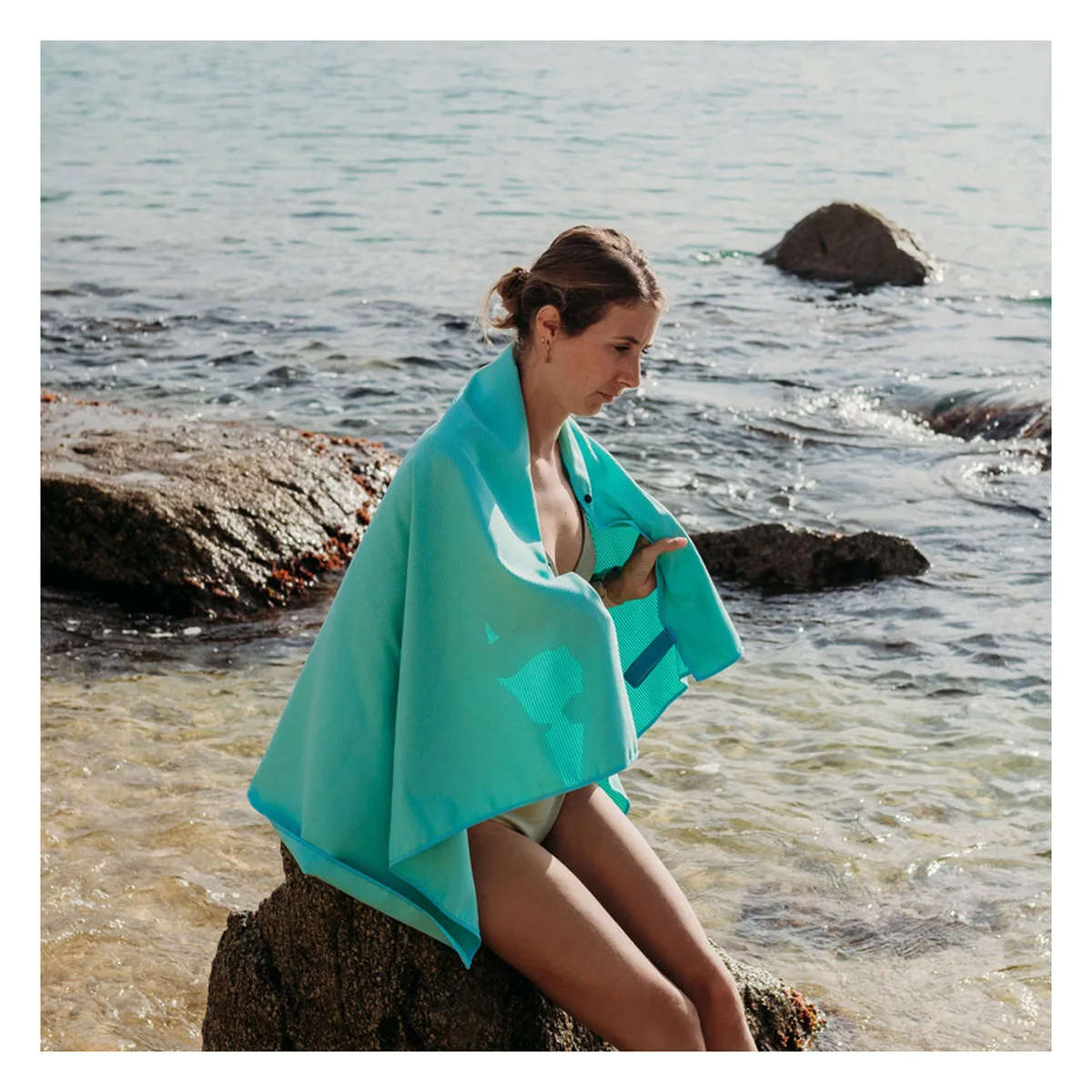 Set de plage microfibre avec sac filet, 3 formats