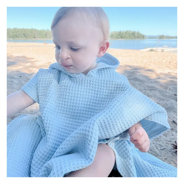 Poncho de plage enfant à capuche, coton gaufré, vue 2