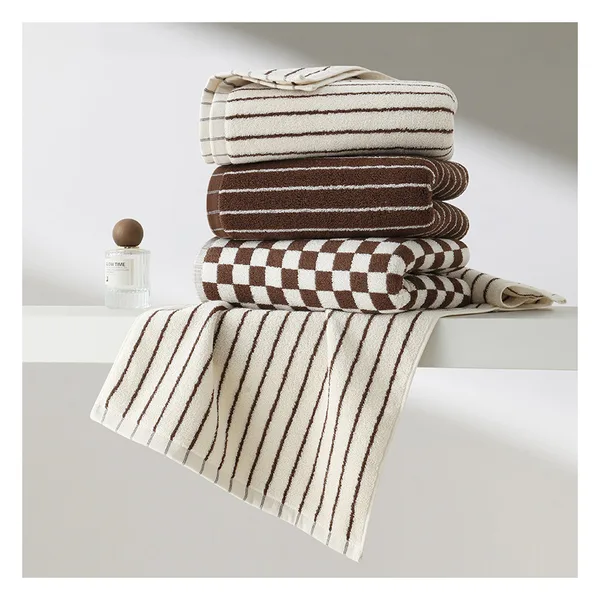 Serviette jacquard 34×74, coton 480-560 g/m², rayures tissées