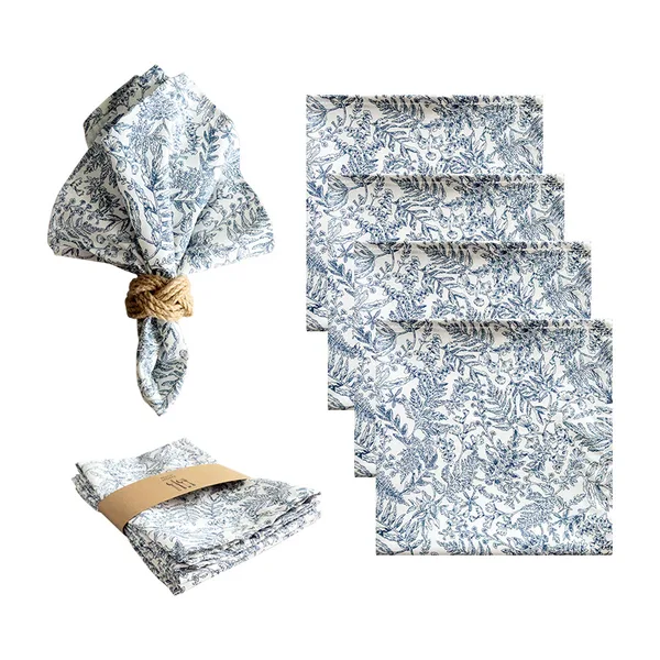 Serviette de table coton, imprimé Toile de Jouy, 45×45, vue 3