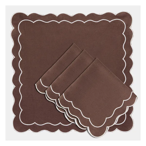Serviette de table lin brodé, bord festonné, 40×40 à 55×55, vue 2