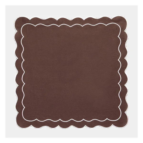Serviette de table lin brodé, bord festonné, 40×40 à 55×55, vue 4
