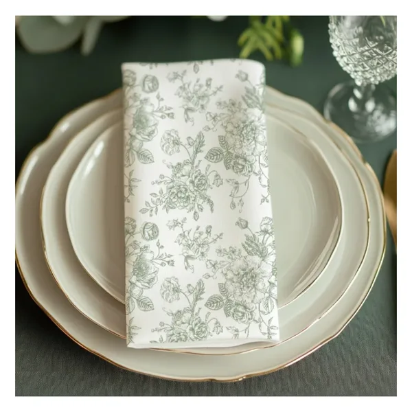 Serviette de table imprimée floral, 45×45 à 50×50, lavable, vue 2