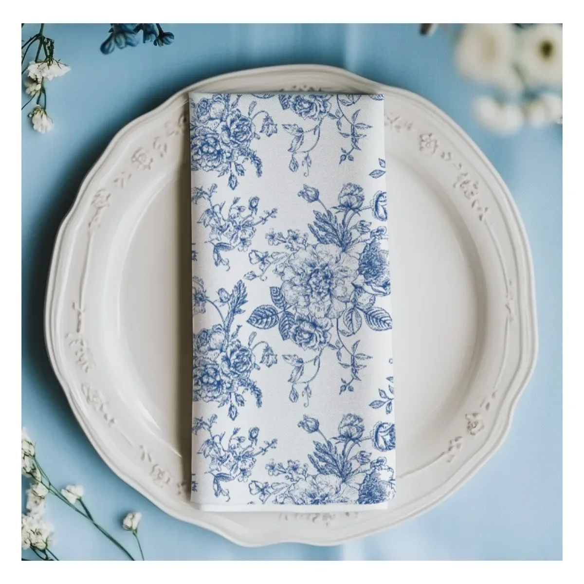 Serviette de table imprimée floral, 45×45 à 50×50, lavable