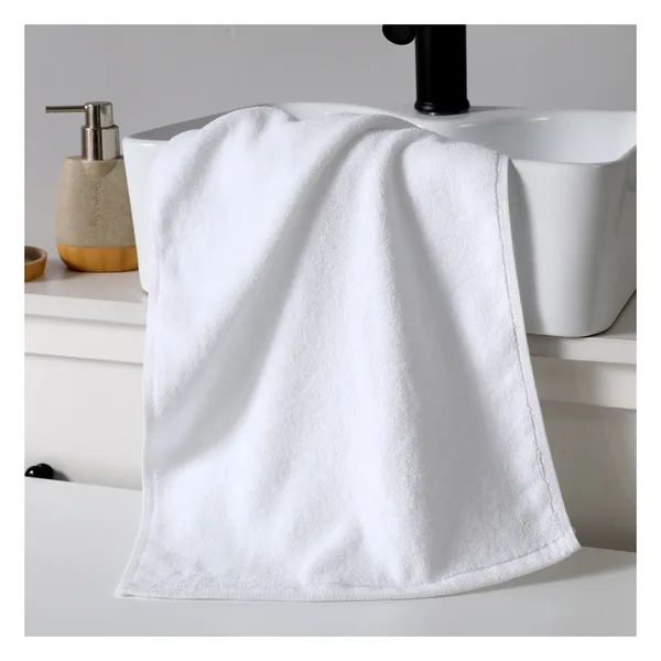 Serviette de toilette 35×75, coton 500 g/m², blanc hôtelier, vue 2